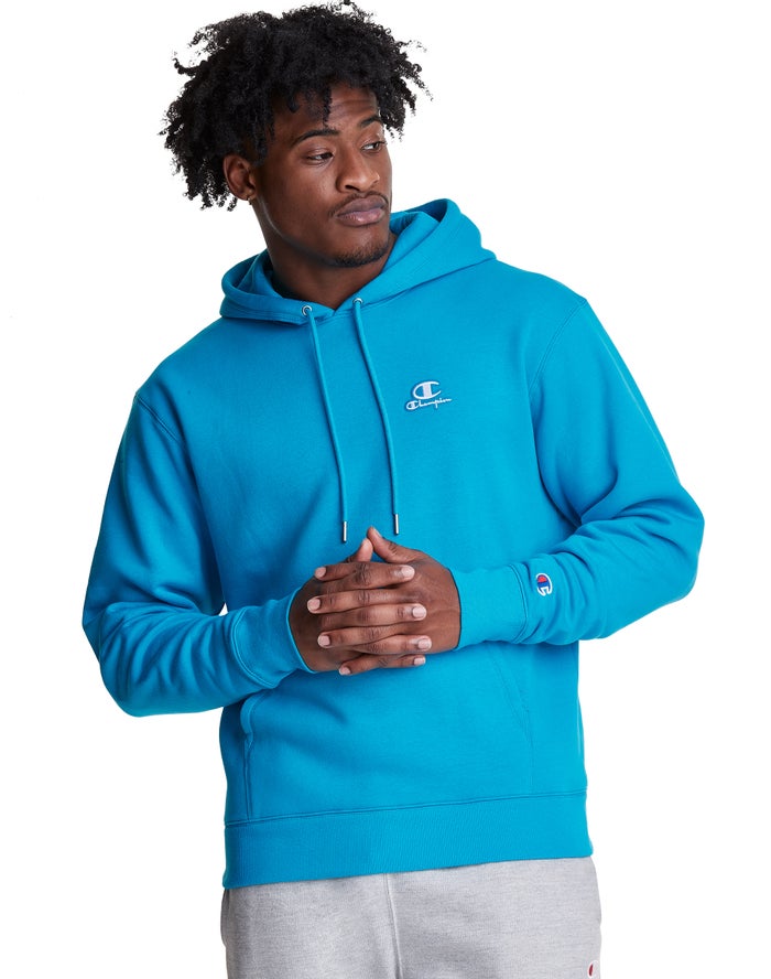 Sudadera Con Capucha Champion Hombre - Classic Fleece Embroidered Applique Logo ( Azules ) 1526890-R